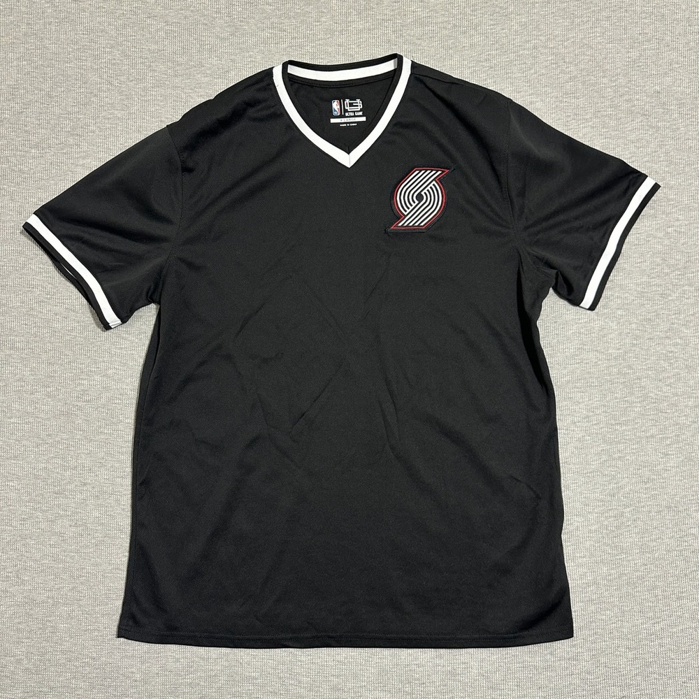 Ultra Game NBA Portland Trail Blazers Rip City V-Neck Jersey Shirt Black Mens XL